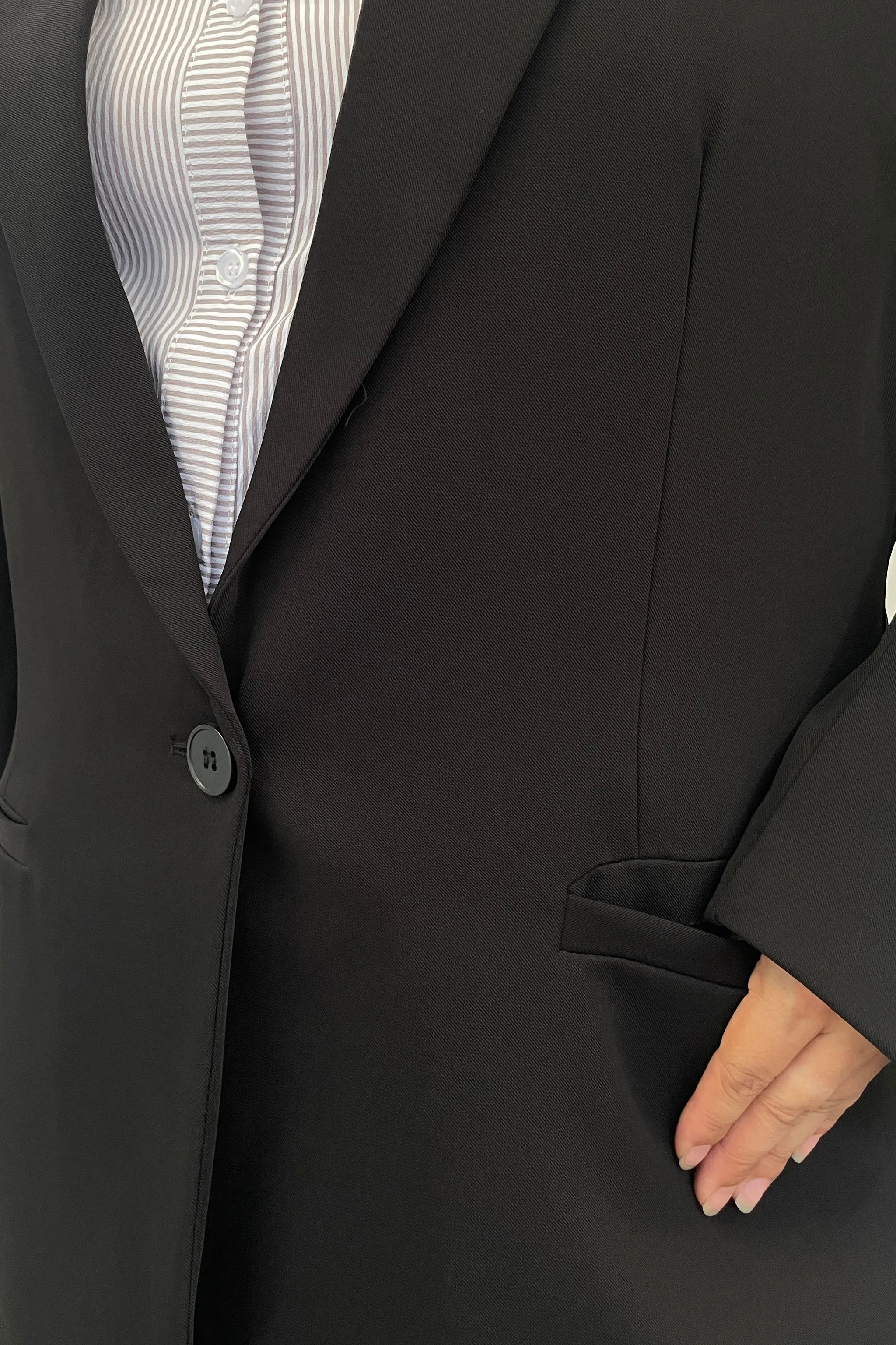 1 Button Office Blazer - Black