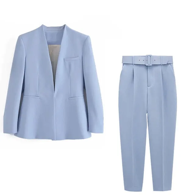 2 Piece Set Blazer Blazer Office Suit Pantsuit Simple Solid Color Suit