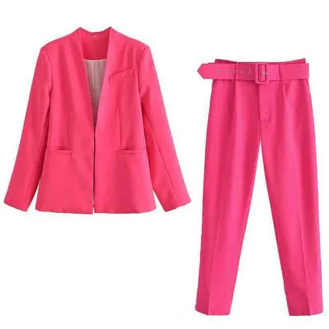 2 Piece Set Blazer Blazer Office Suit Pantsuit Simple Solid Color Suit