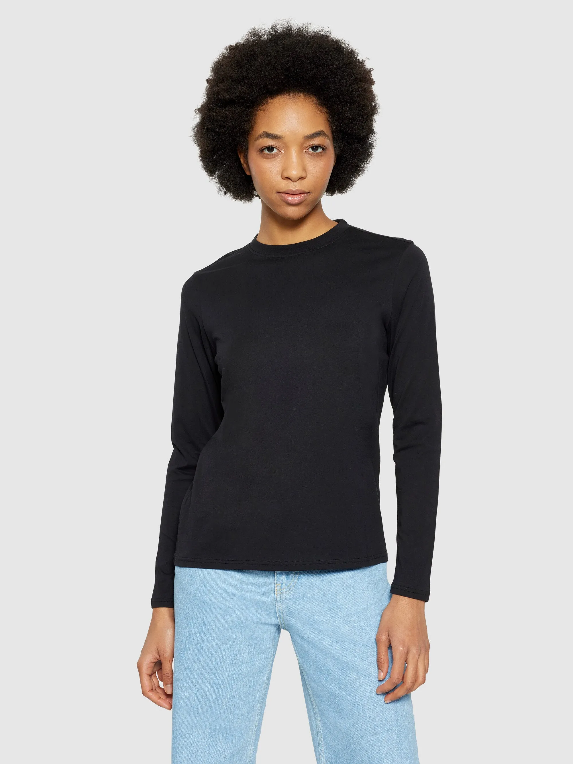 Basic pima cotton long sleeve t-shirt - GOTS/Vegan - Black Jet