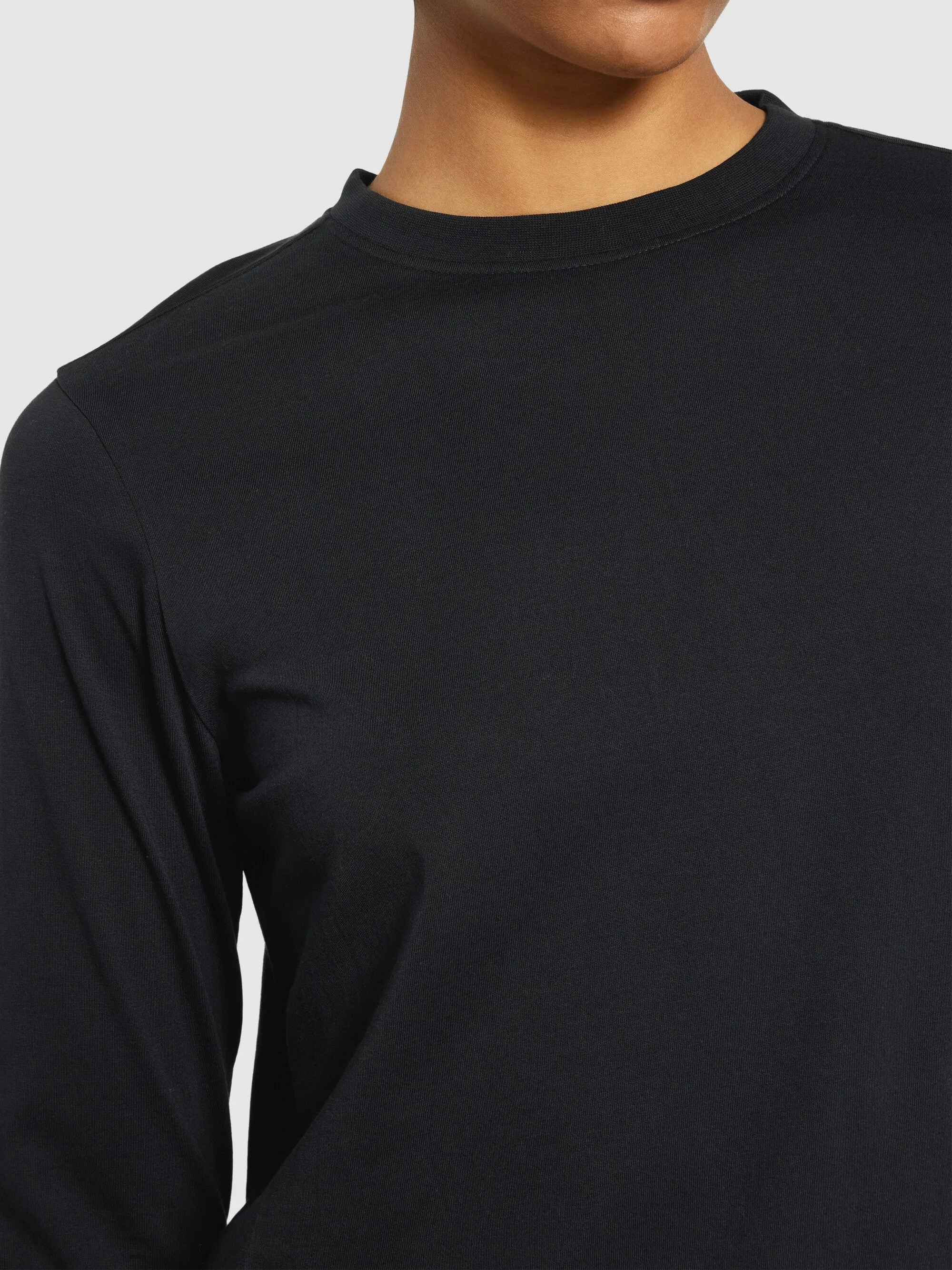 Basic pima cotton long sleeve t-shirt - GOTS/Vegan - Black Jet