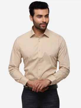 Beige Solid Slim Fit Formal Shirt | Greenfibre