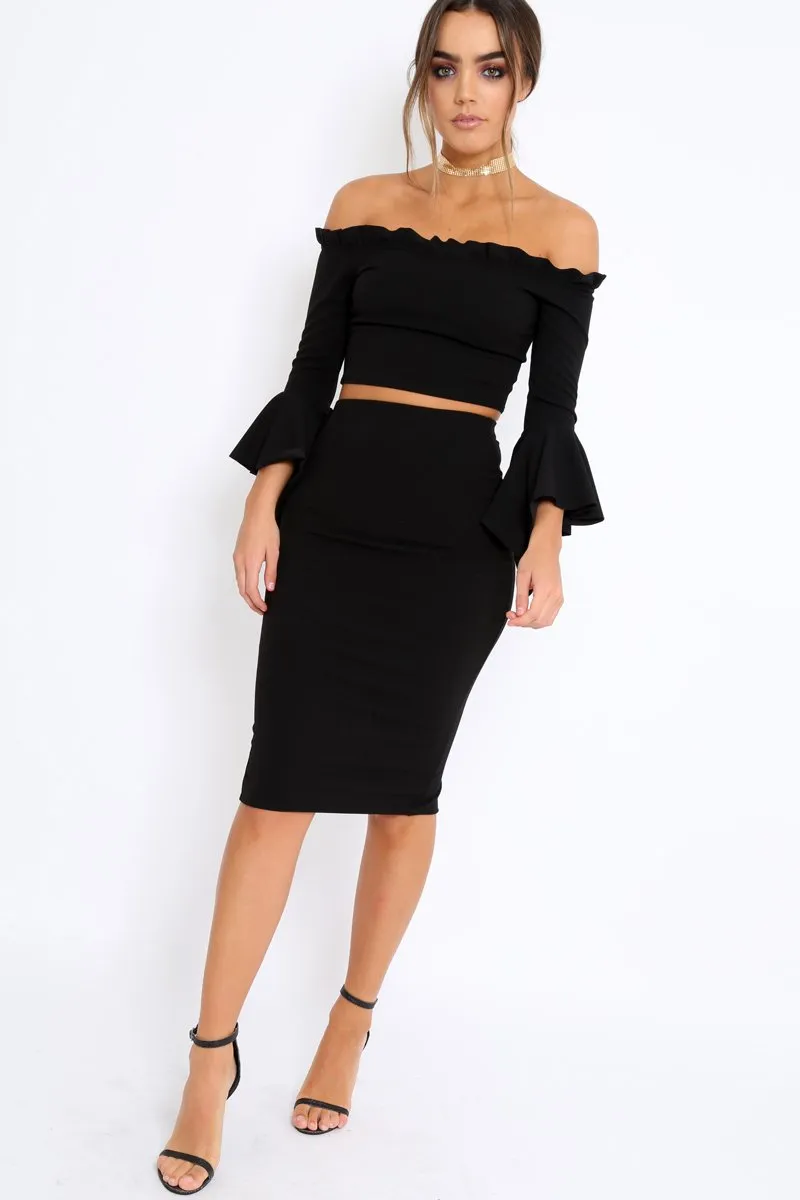 Black Midi Bodycon Skirt - Tiffy