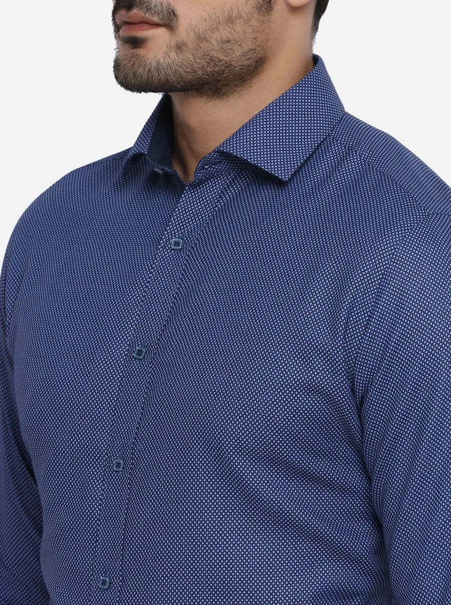 Blue Dobby Slim Fit Party wear Shirt | Greenfibre