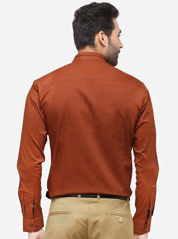 Brick Red Solid Slim Fit Party Wear Shirt | Greenfibre