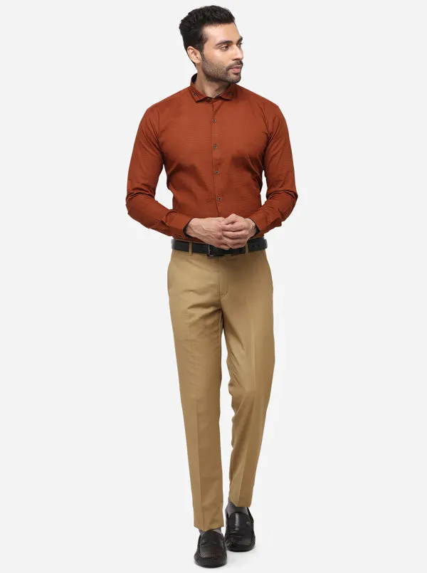 Brick Red Solid Slim Fit Party Wear Shirt | Greenfibre