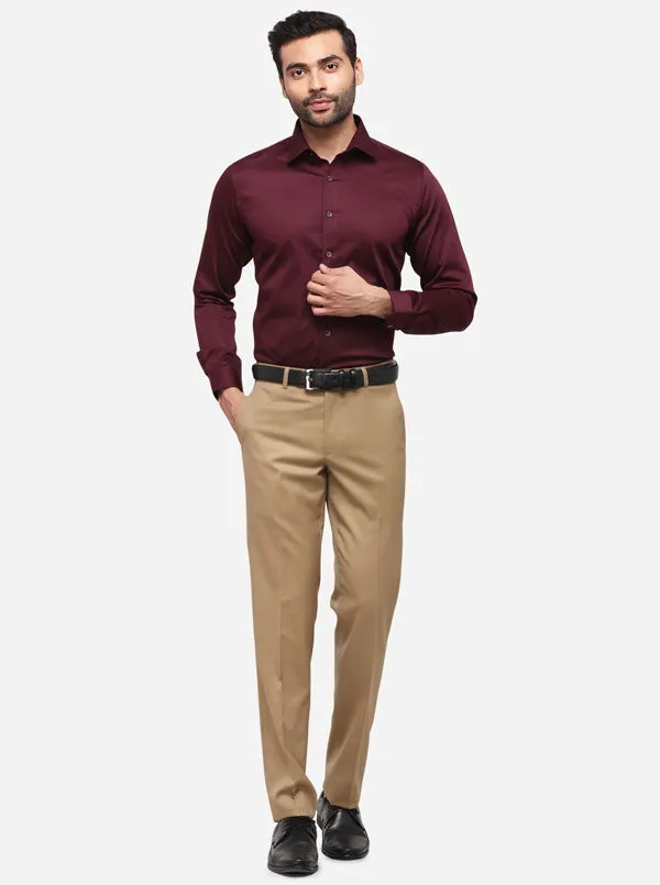 Brown Solid Slim Fit Party Wear Shirt | Wyre