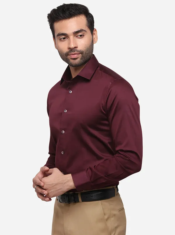 Brown Solid Slim Fit Party Wear Shirt | Wyre