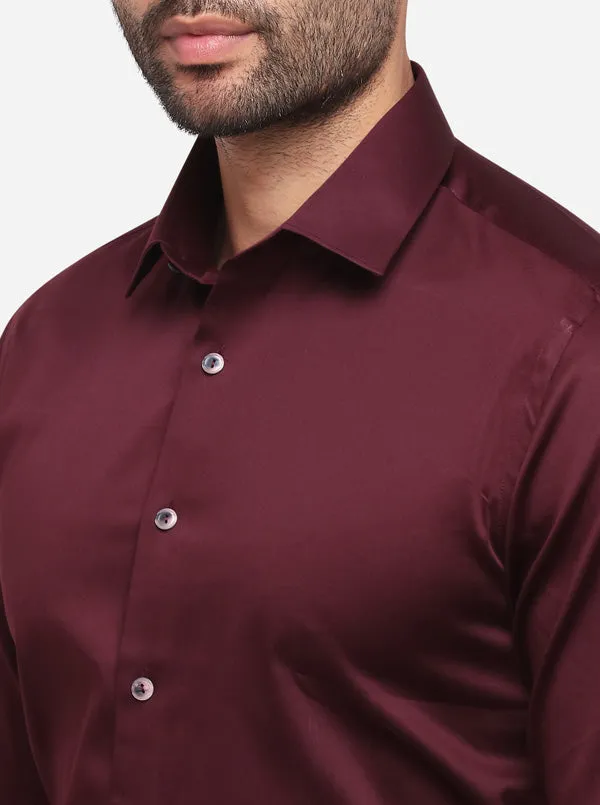 Brown Solid Slim Fit Party Wear Shirt | Wyre