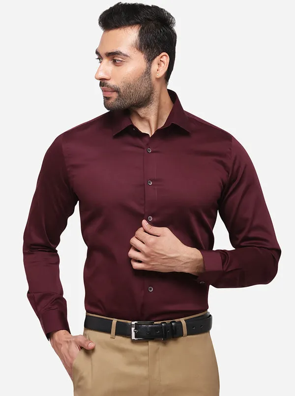 Brown Solid Slim Fit Party Wear Shirt | Wyre