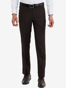 Coffee Brown Solid Slim Fit Formal Trouser | JadeBlue