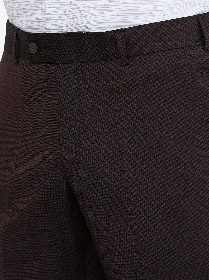 Coffee Brown Solid Slim Fit Formal Trouser | JadeBlue