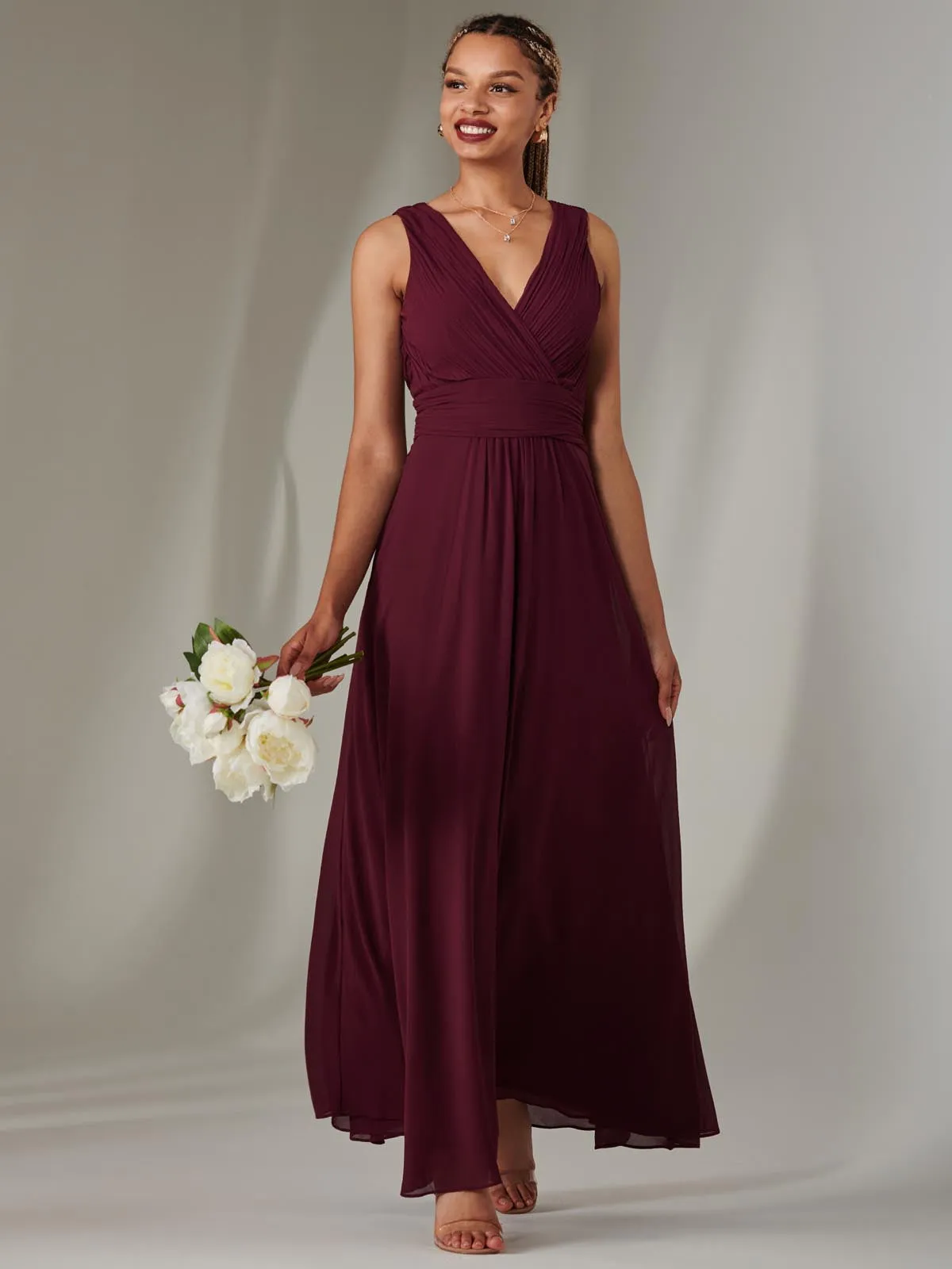 Cora Sleeveless Chiffon Maxi Dress, Dark Purple