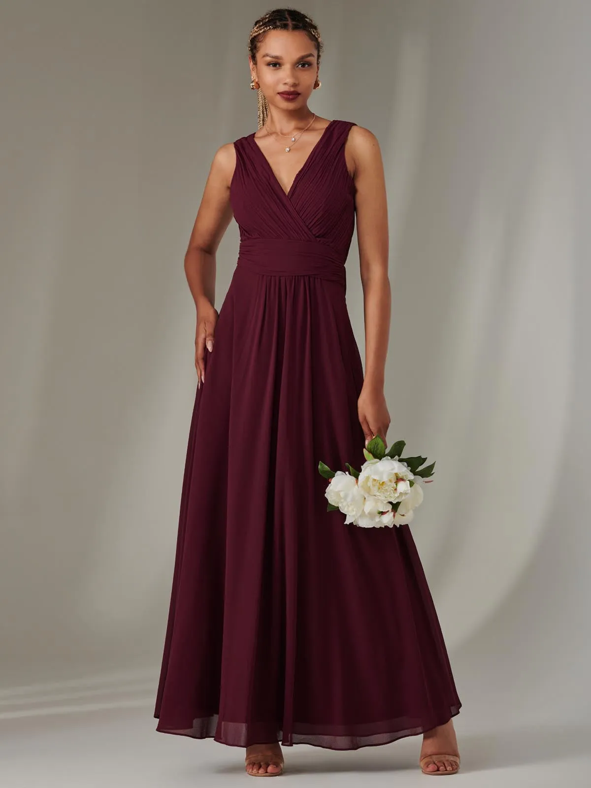 Cora Sleeveless Chiffon Maxi Dress, Dark Purple