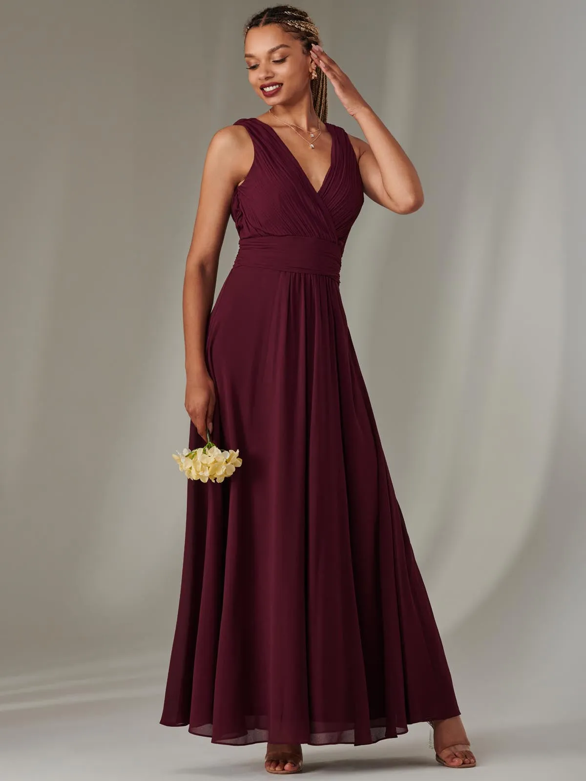 Cora Sleeveless Chiffon Maxi Dress, Dark Purple