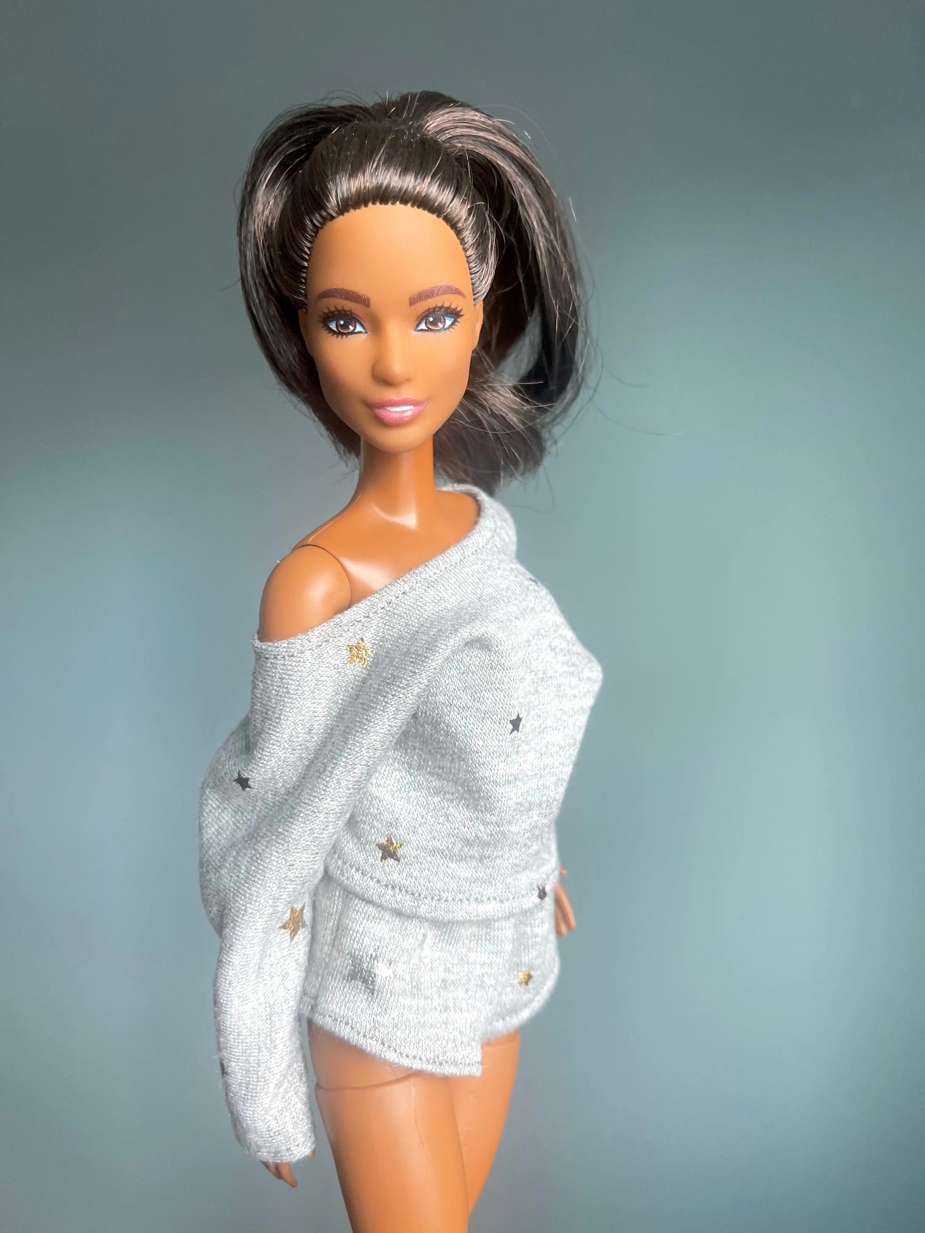 Cozy pajamas for fashion dolls winter sweater and shorts