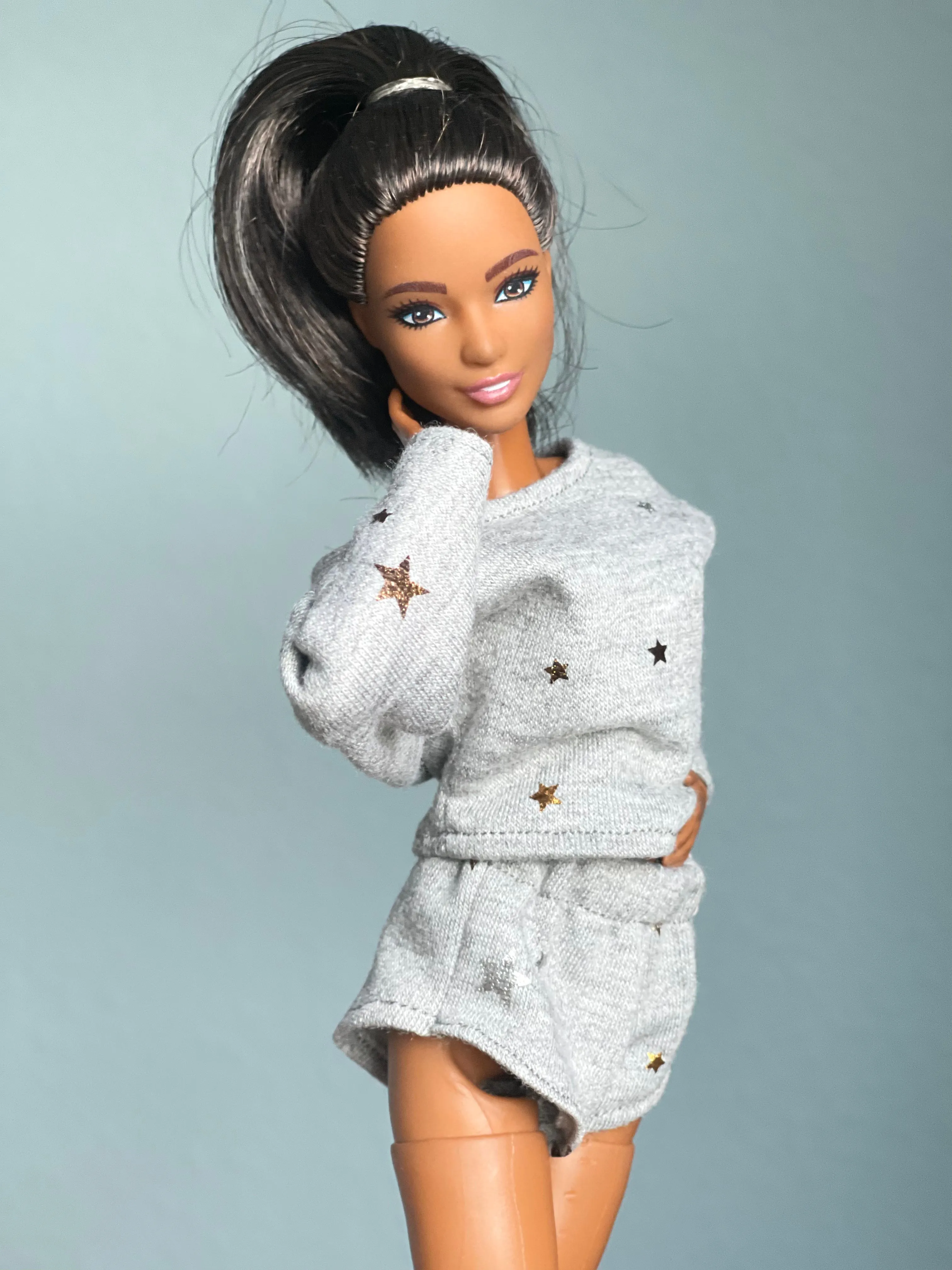 Cozy pajamas for fashion dolls winter sweater and shorts