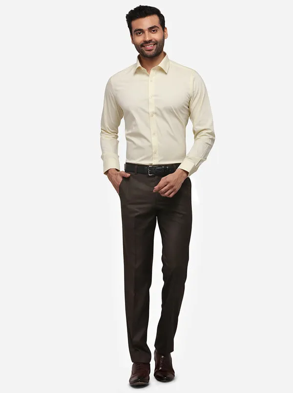 Cream Solid Slim Fit Formal Shirt | Greenfibre