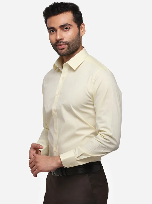 Cream Solid Slim Fit Formal Shirt | Greenfibre