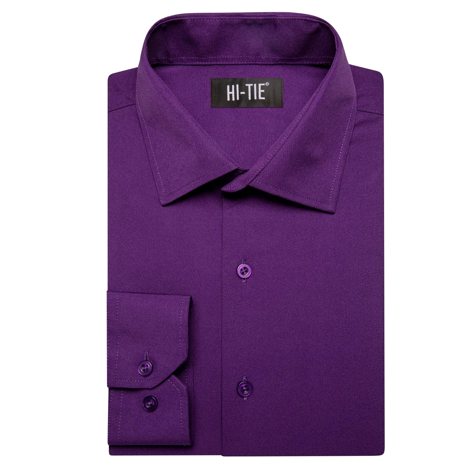 Dark Purple Solid Four-way Stretch Fabric Men's Long Sleeve Shirt