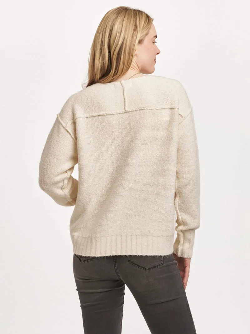 Dear John Jenna Raw Detail Sweater - Cream