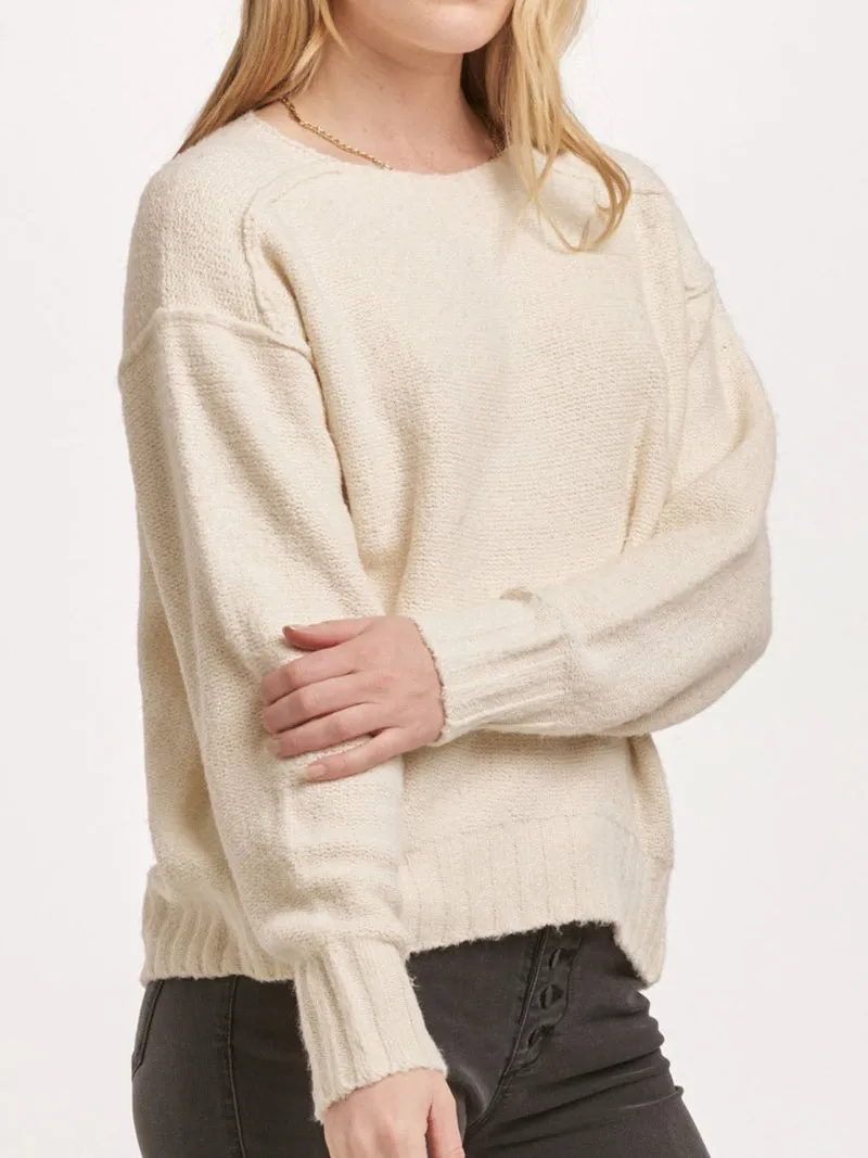 Dear John Jenna Raw Detail Sweater - Cream