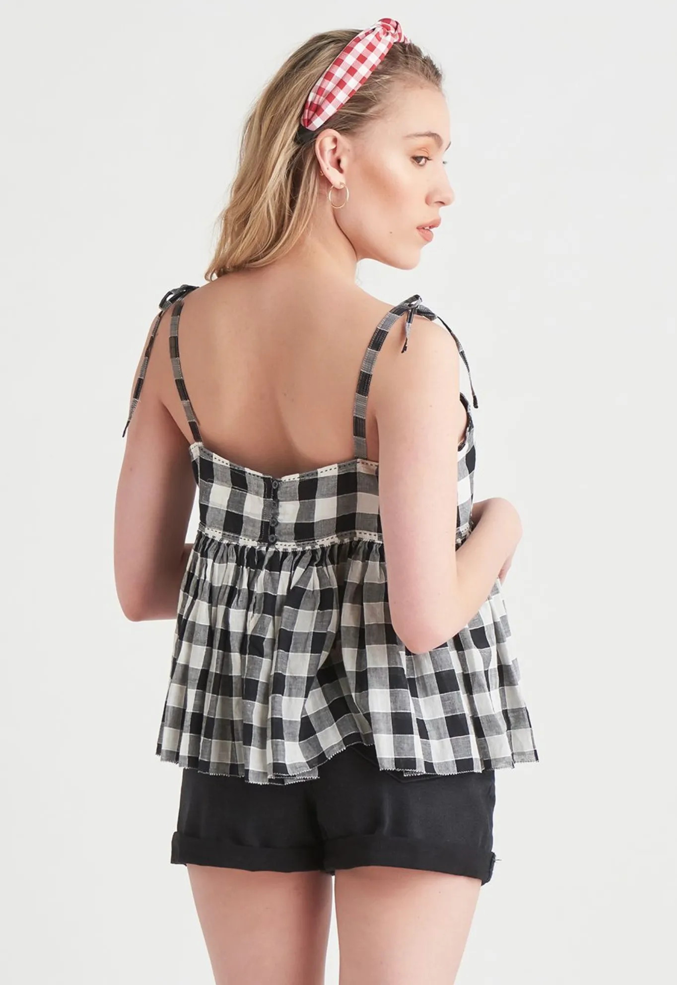 Dex Gingham Peplum Top