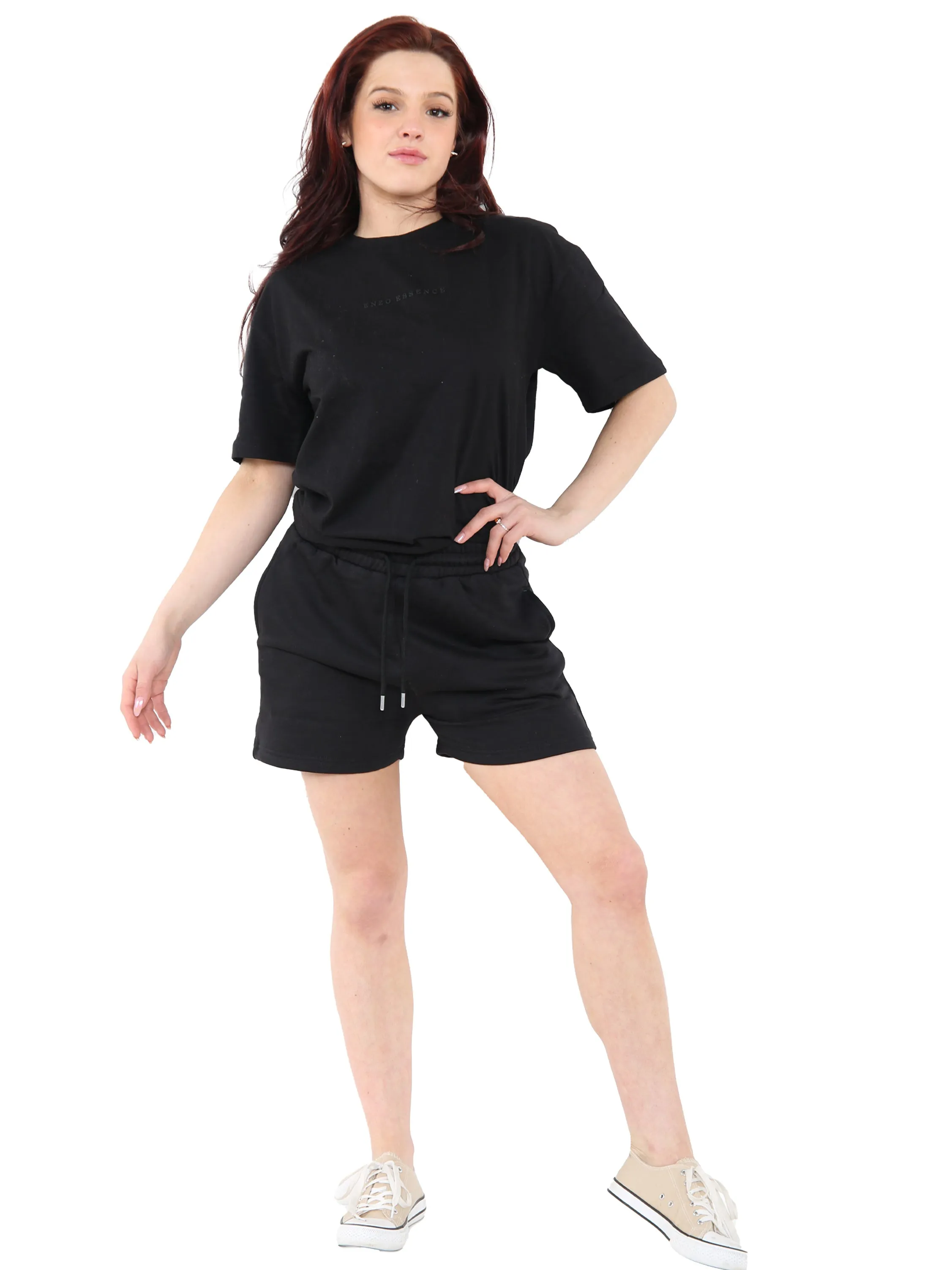 Enzo | Womens Oversized T-Shirt Tracksuit With Shorts