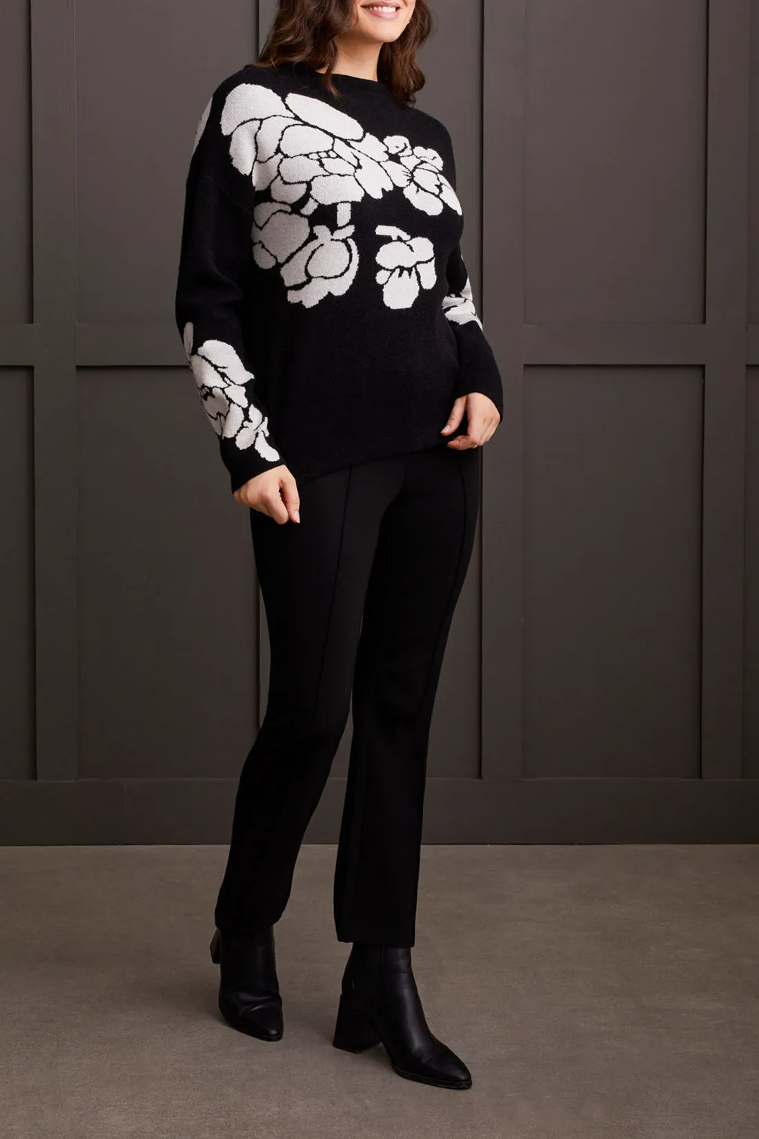 Floral Funnel Neck Sweater