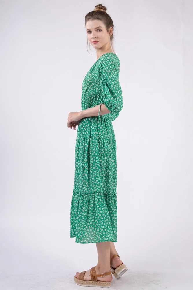 Floral Printed Dress in Green by Very J