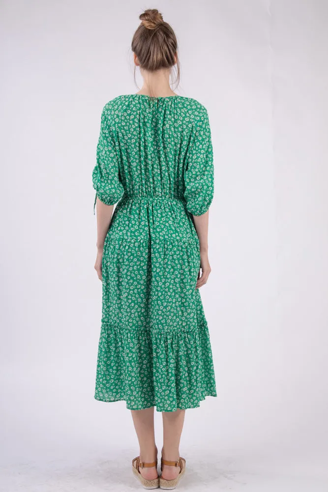 Floral Printed Dress in Green by Very J