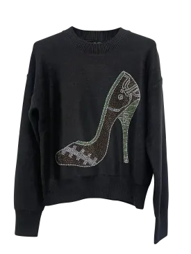 Game Day, Sweater, Crewneck Black, Football Field High Heel