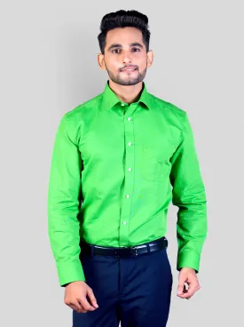 Green Self Textured Regular Fit Formal Shirt | Greenfibre