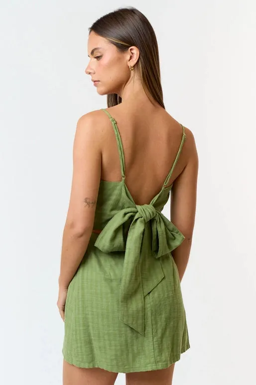 Green Tie Back Romper