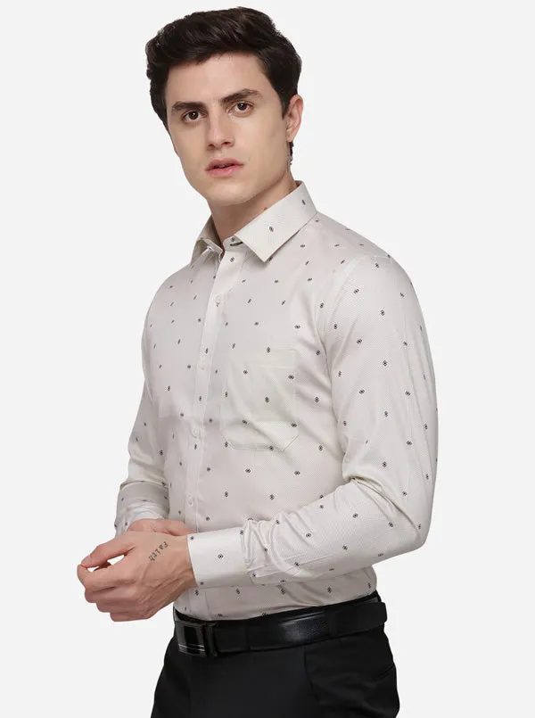 Grey Printed Slim Fit Formal Shirt | Metal