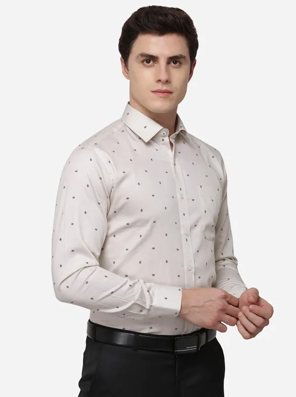 Grey Printed Slim Fit Formal Shirt | Metal