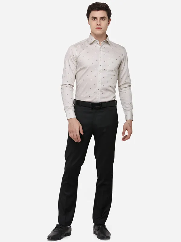 Grey Printed Slim Fit Formal Shirt | Metal