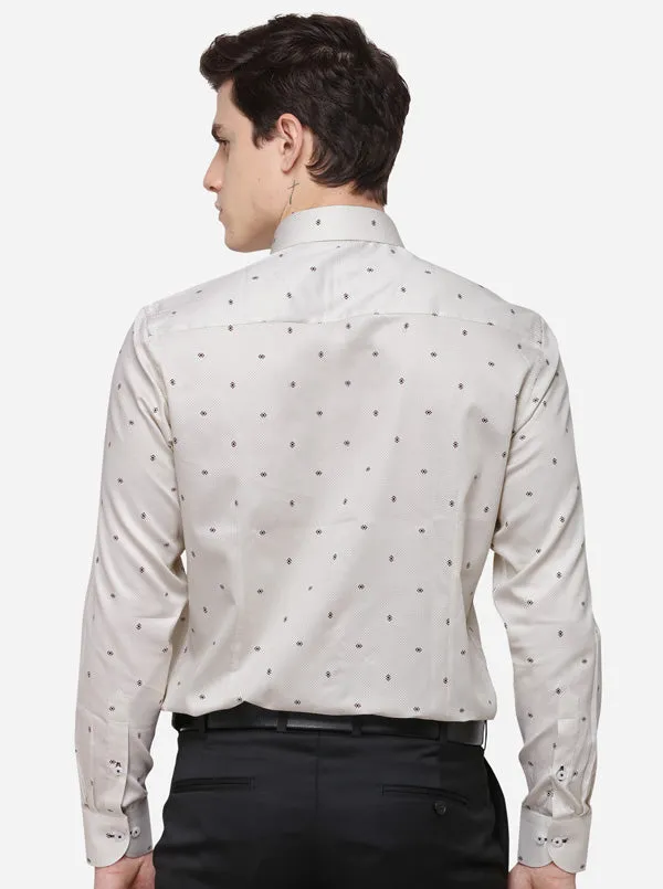 Grey Printed Slim Fit Formal Shirt | Metal