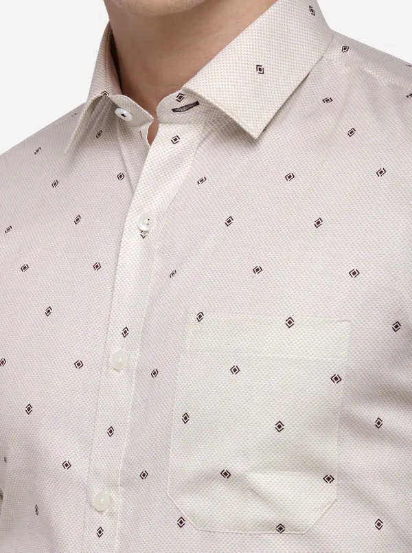 Grey Printed Slim Fit Formal Shirt | Metal