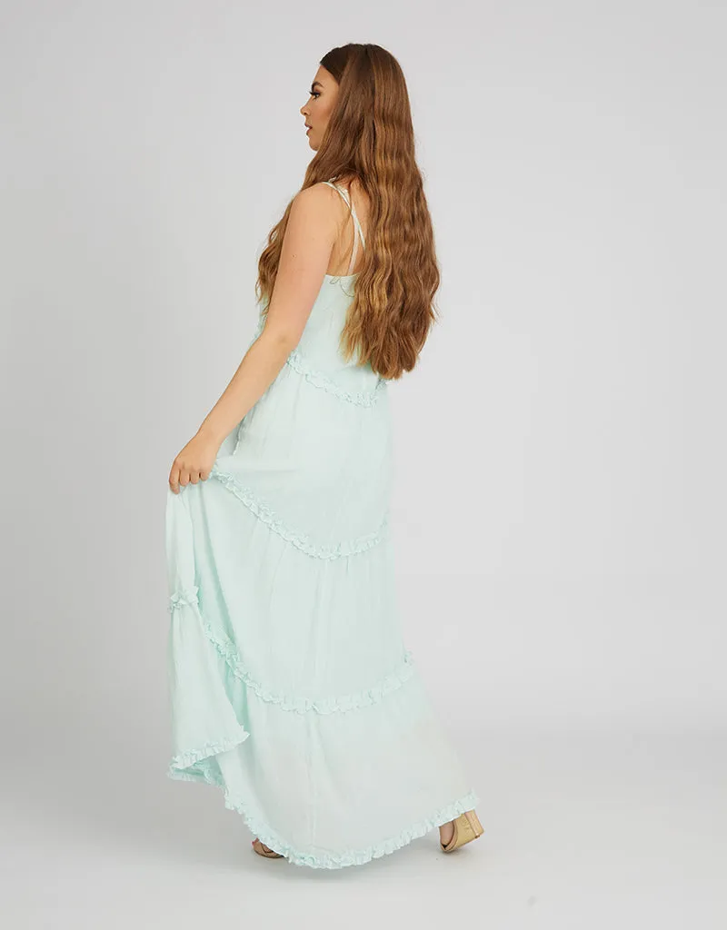 Halter Neck Linen Frill Dress