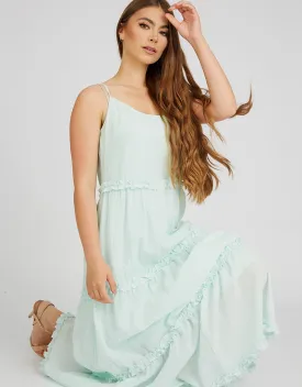 Halter Neck Linen Frill Dress