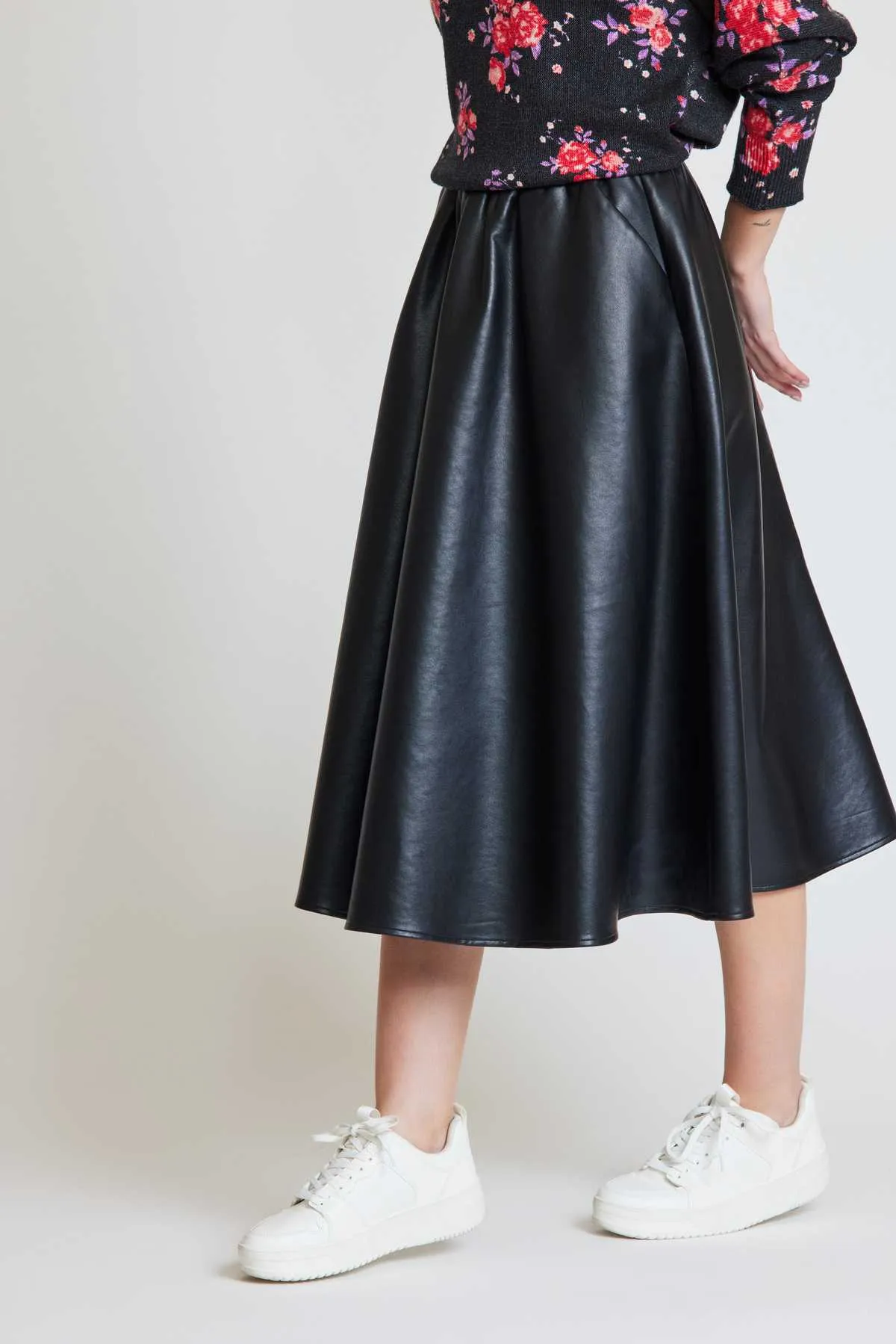 Honorine Vegan  Leather Midi Skirt