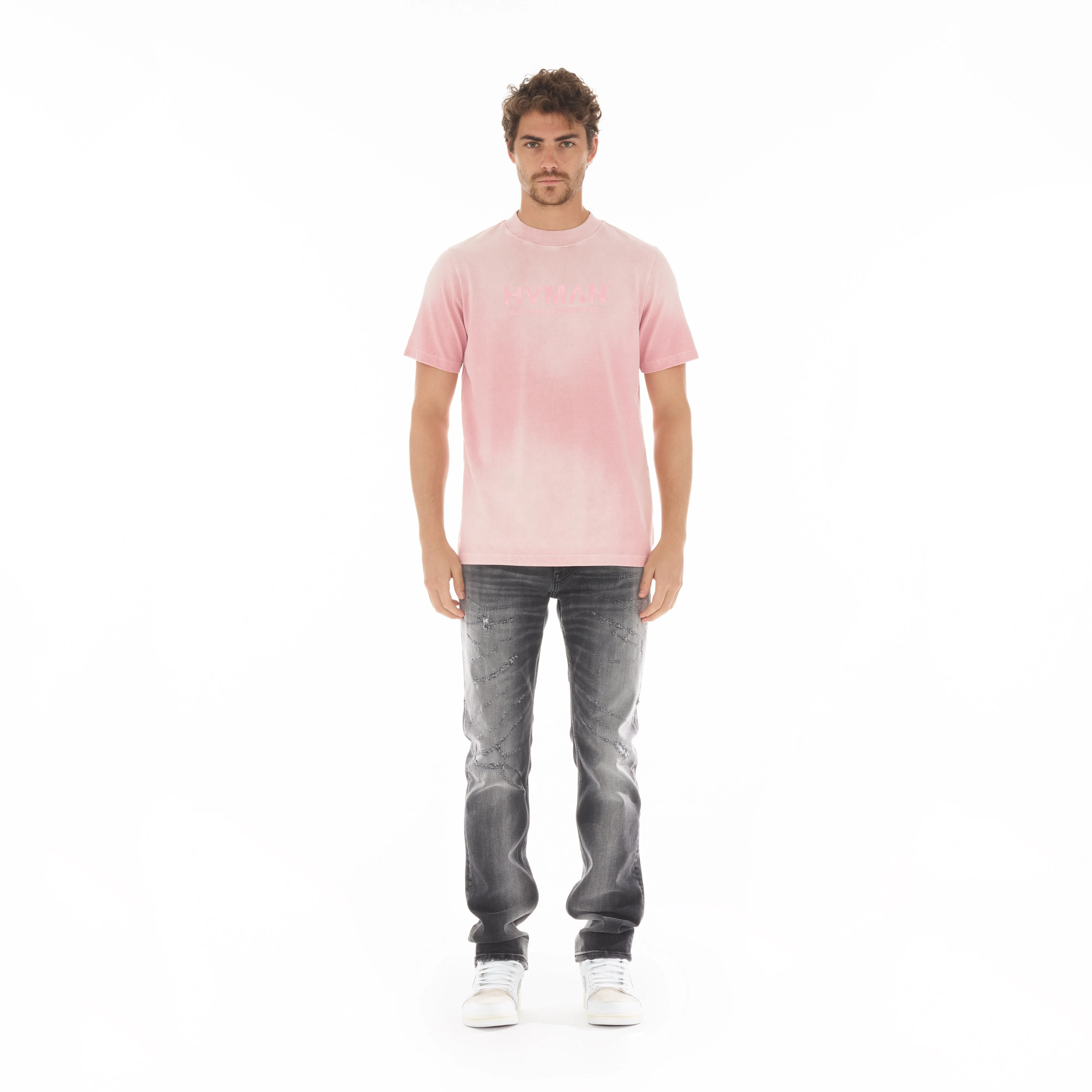 HVMAN BASIC LOGO TEE IN CORAL