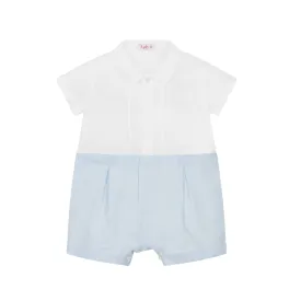 ILG Sky Blue and White Linen Romper