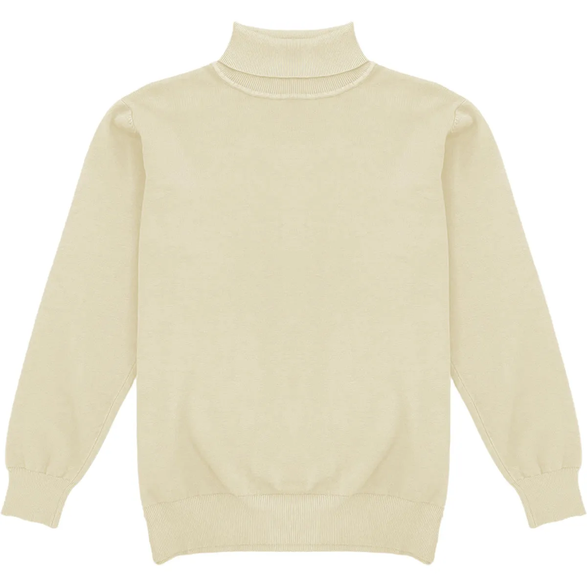 Light Cream Mens Long Sleeve Knit Turtleneck Sweater