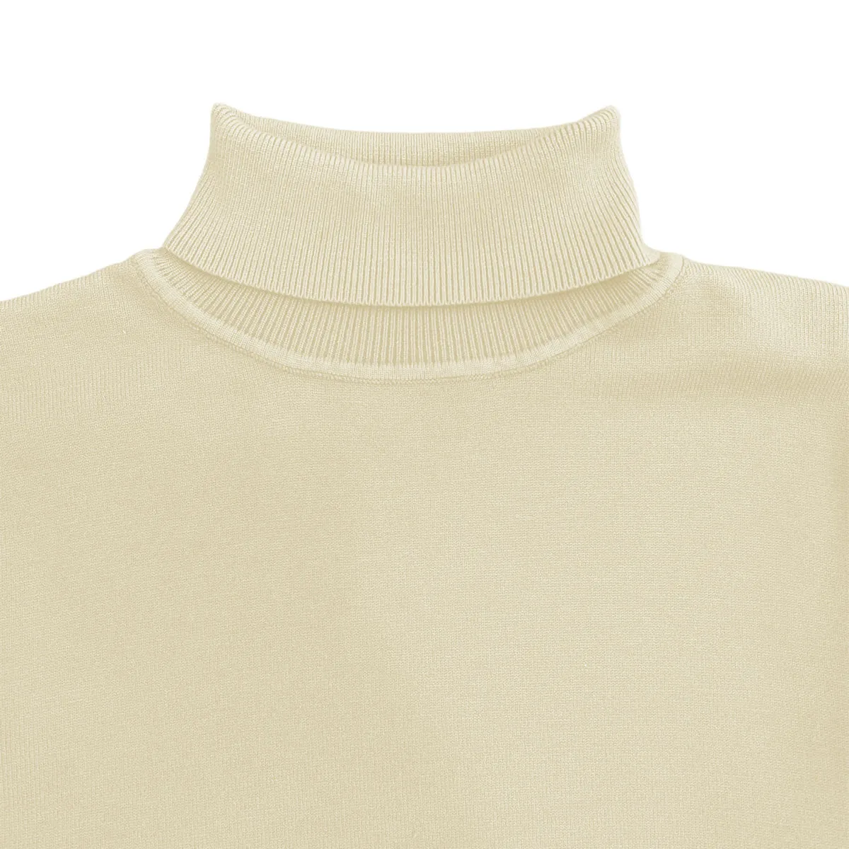 Light Cream Mens Long Sleeve Knit Turtleneck Sweater