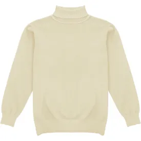 Light Cream Mens Long Sleeve Knit Turtleneck Sweater