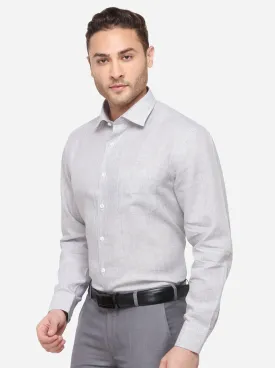 Light Grey Striped Regular Fit Formal Shirt | JadeBlue