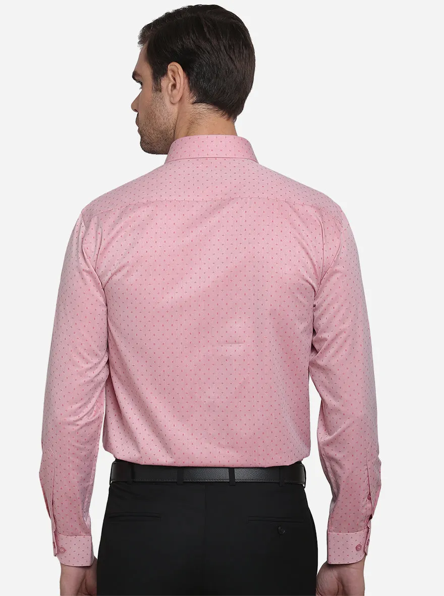 Light Pink Dobby Regular Fit Formal Shirt  | Greenfibre