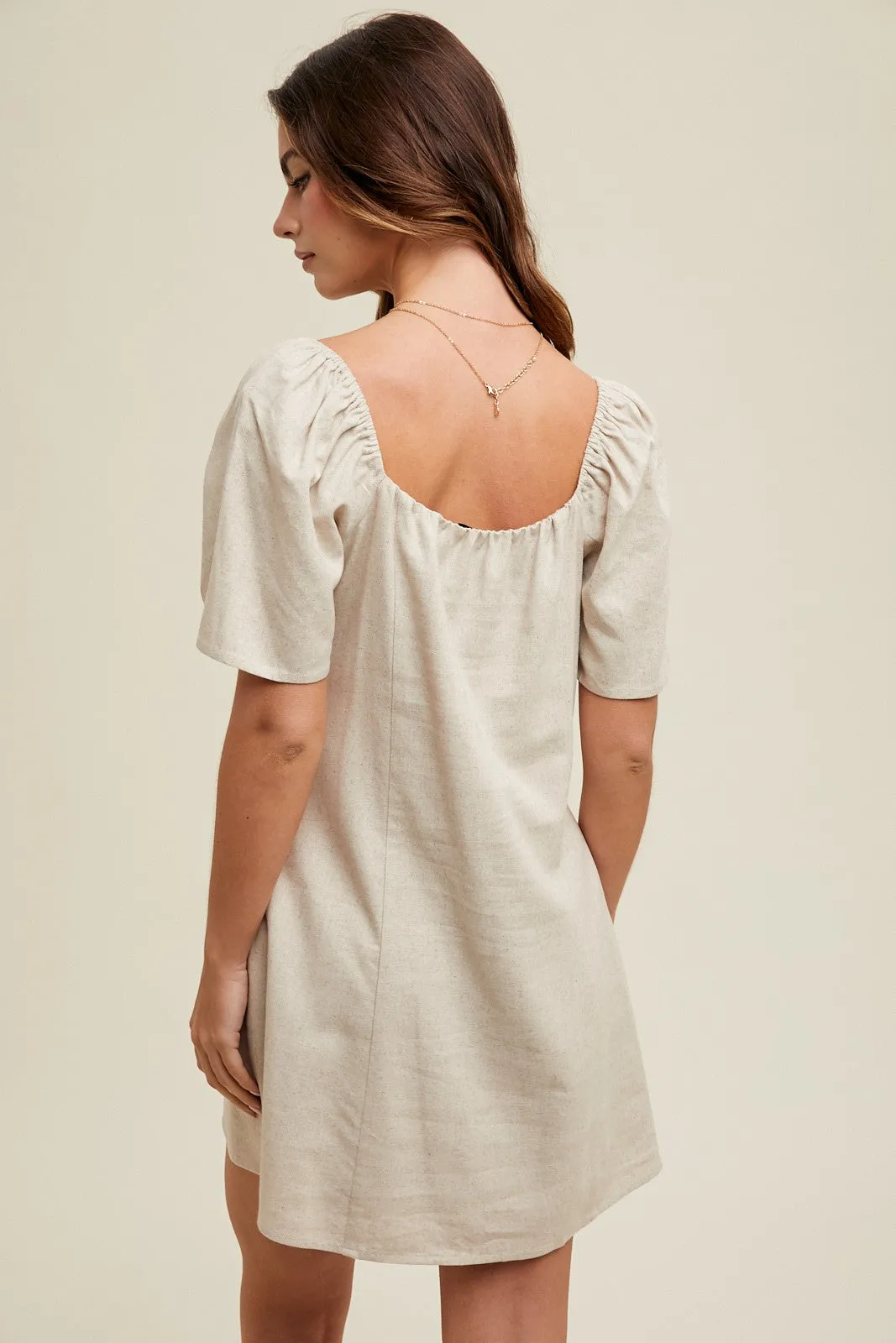 Linen Bell Sleeve Dress